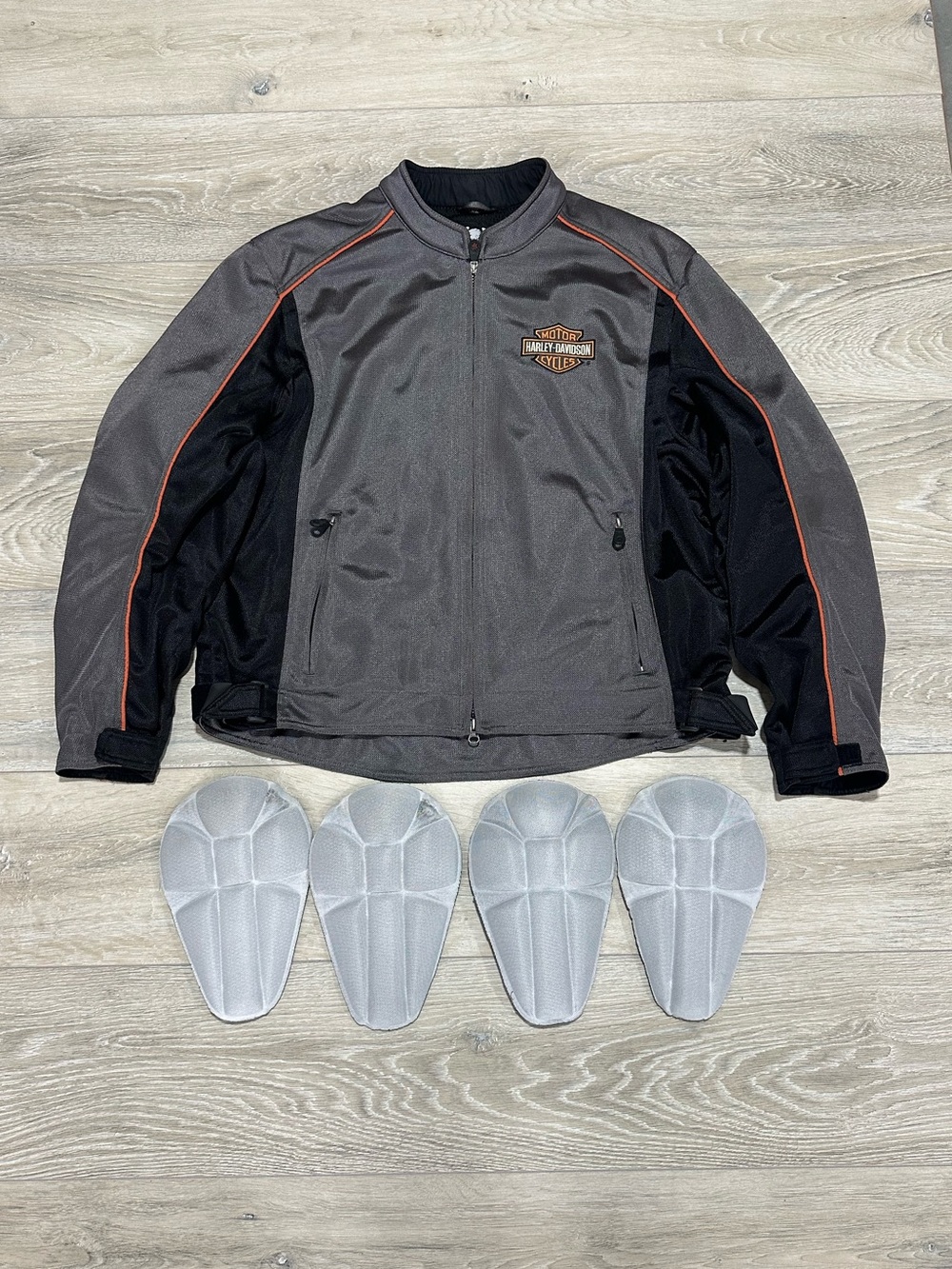 Harley-Davidson Mesh Armored Riding Jacket XL Gray Black Orange CE Armor - Picture 12 of 16